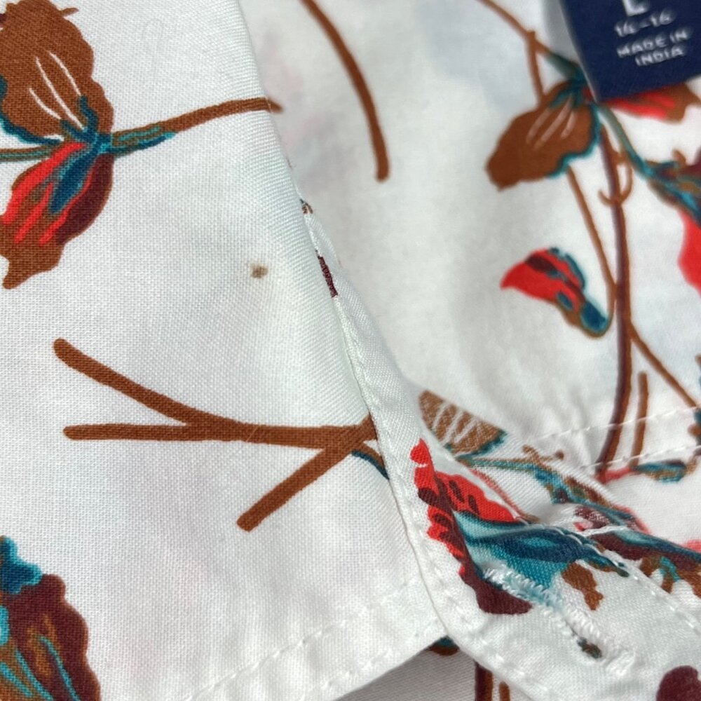 LARGE 14 16 Lands End Womens Ombre Blue Dyed Floral Shirt Dress Shirtdress - Picture 11 of 11